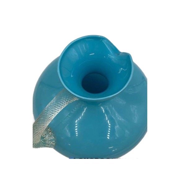 Carlo Moretti Empoli Murano Blue Cased Art Glass Pitcher with Twist Handle - Picture 8 of 10